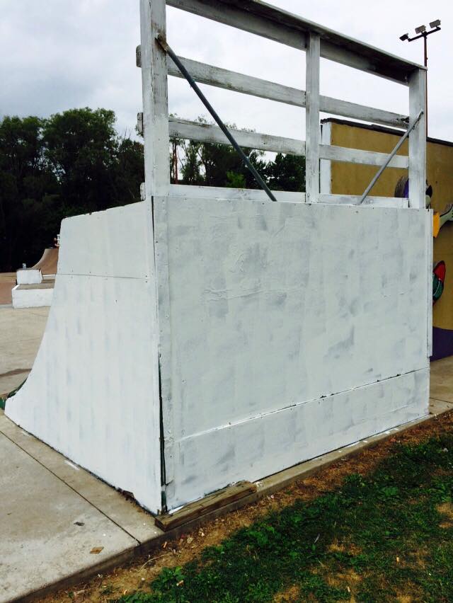 Skate Park Ramp in Progress with Fresh White Primer