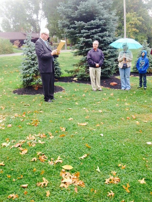 Attendees at park for dedication to Peg Castina